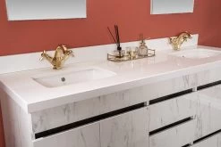 Jussara Badkamermeubelset - 3 Delig | MDF Met Melaminecoating | Aanrechtblad Van Kwarts | Lade Van Marien Hout | Flotal Spiegel | Zwart Wit -Songmics Winkel 138JSR1136 20 204 4172