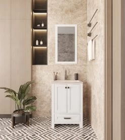 Jussara Badkamermeubelset - 2-delig, 100% Massief Hout En Kwarts