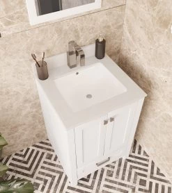 Jussara Badkamermeubelset - 2-delig, 100% Massief Hout En Kwarts -Songmics Winkel 138JSR1137 20 203 b560