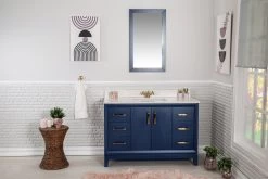 Jussara Badkamermeubelset | 2 Delig | 100% Massief Hout | Kwarts Werkblad | Donkerblauw -Songmics Winkel 138JSR1205 20 202 7085