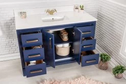 Jussara Badkamermeubelset | 2 Delig | 100% Massief Hout | Kwarts Werkblad | Donkerblauw -Songmics Winkel 138JSR1205 20 203 0022