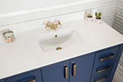 Jussara Badkamermeubelset | 2 Delig | 100% Massief Hout | Kwarts Werkblad | Donkerblauw -Songmics Winkel 138JSR1205 20 204 f135