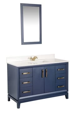 Jussara Badkamermeubelset | 2 Delig | 100% Massief Hout | Kwarts Werkblad | Donkerblauw -Songmics Winkel 138JSR1205 20 207 6373