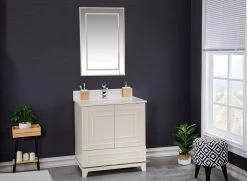 Jussara Badkamermeubelset | Crèmekleur | 100% Massief Hout | Kwarts Aanrechtblad -Songmics Winkel 138JSR1223 20 202 b8b3