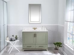 Jussara Badkamerset 2-delig, MDF Gelakt, Kwarts Aanrechtblad, Groen