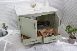 Jussara Badkamerset 2-delig, MDF Gelakt, Kwarts Aanrechtblad, Groen -Songmics Winkel 138JSR1239 20 203 c736