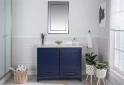 Jussara Badkamermeubelset | 2 Delig | 100% Massief Hout En Kwarts | Donkerblauw