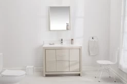 Jussara Badkamermeubelset | MDF Gelakt | Blad Van Kwarts En Wastafel Van Porselein | Beige