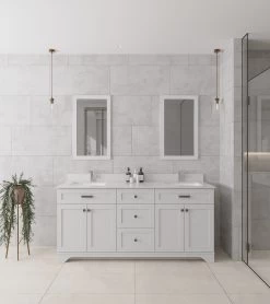 Jussara Badkamermeubelset | 3-delig | Massief Hout | Wit Kwarts