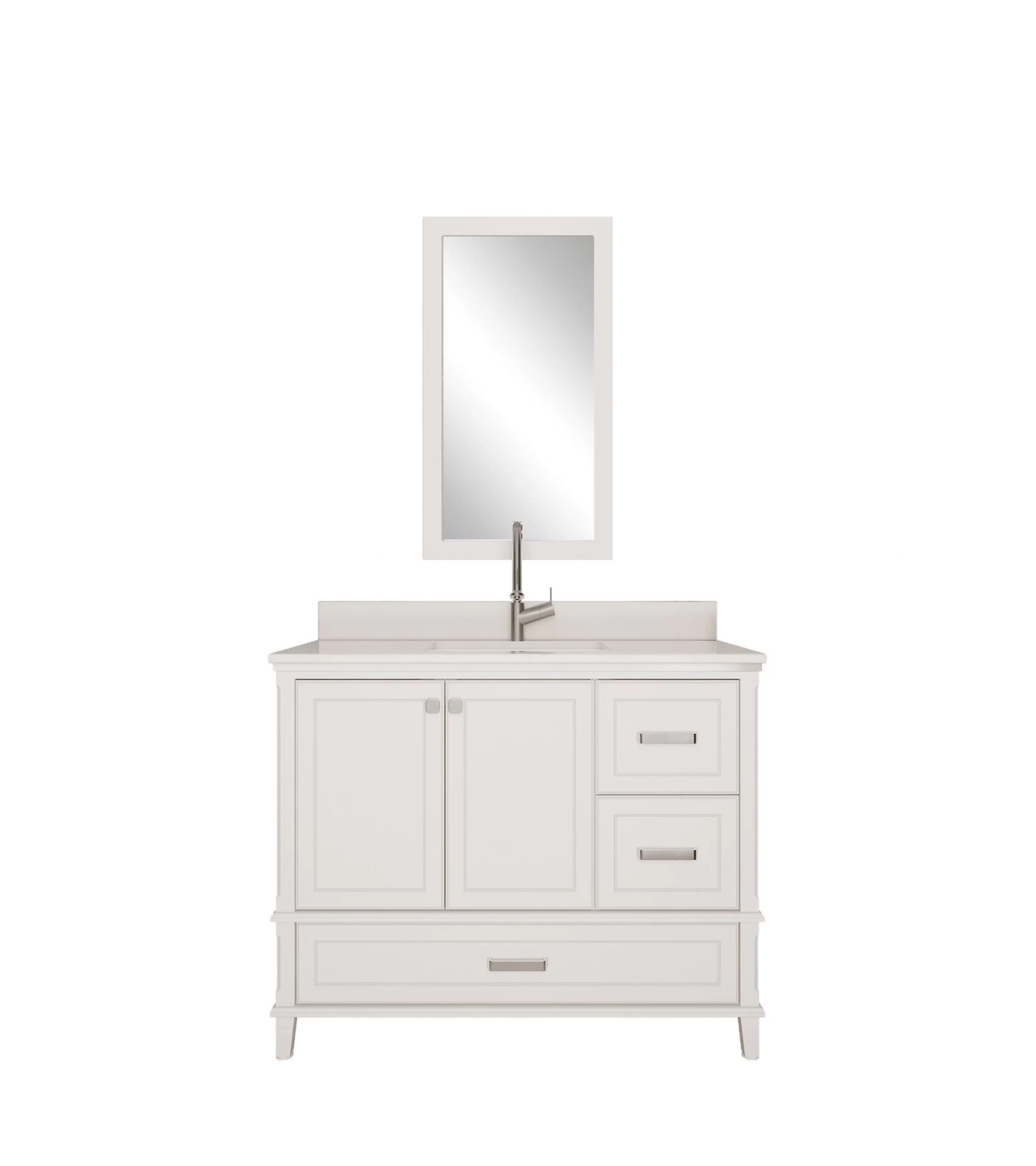 Jussara 2-delige Badkamermeubelset | Wit Gelakt MDF | Aanrechtblad Van Kwarts | Lade Van Marien Hout 6 Jussara 2-delige Badkamermeubelset | Wit Gelakt MDF | Aanrechtblad Van Kwarts | Lade Van Marien Hout - Afbeelding 4