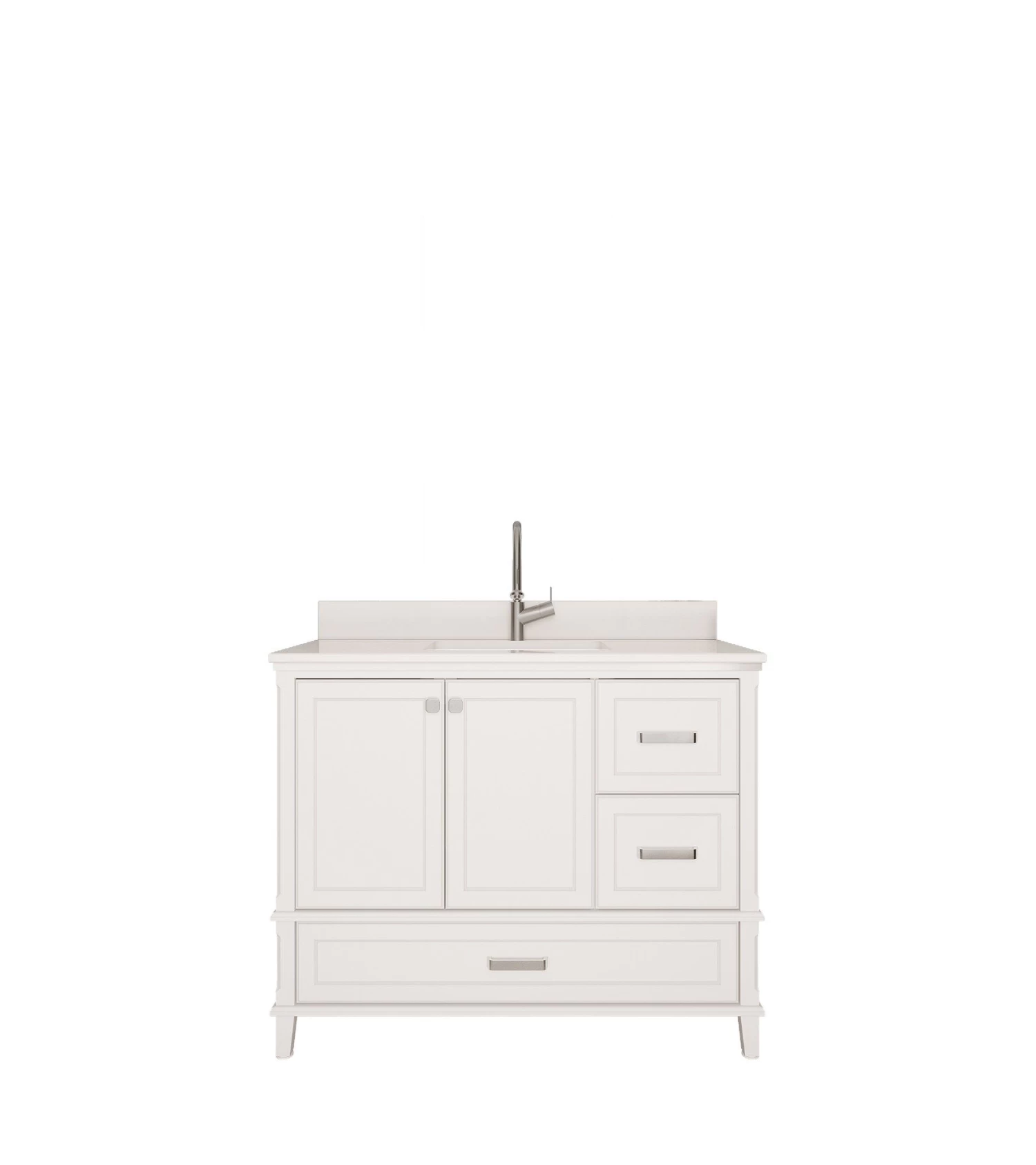 Jussara 2-delige Badkamermeubelset | Wit Gelakt MDF | Aanrechtblad Van Kwarts | Lade Van Marien Hout 4 Jussara 2-delige Badkamermeubelset | Wit Gelakt MDF | Aanrechtblad Van Kwarts | Lade Van Marien Hout - Afbeelding 2