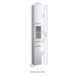 Kolomkast Small 25cm 1 Lade & 2 Deuren - Hoogglans Wit -Songmics Winkel 140.2096 5 63d5