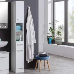 Kolomkast Ricca 25cm 2 Deuren & 1 Lade - Wit