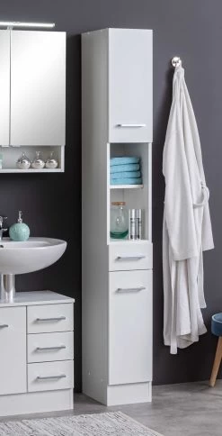 Kolomkast Ricca 25cm 2 Deuren & 1 Lade - Wit -Songmics Winkel 141.2031 4 ccd8