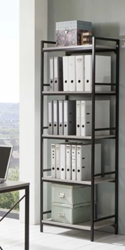 Wandrek Dukan 60cm 5 Legplanken - Zwart/beton -Songmics Winkel 14653 Milieu 5edb