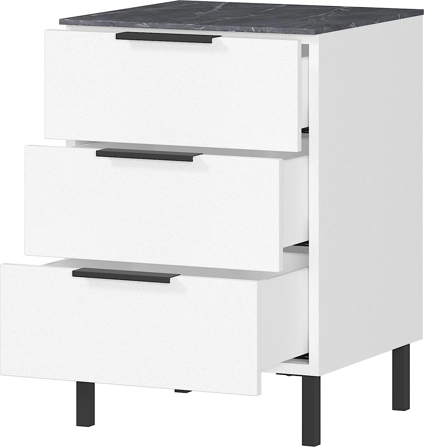 Nachtkastje Karsten - Wit/marmer 7 Nachtkastje Karsten - Wit/marmer - Afbeelding 5