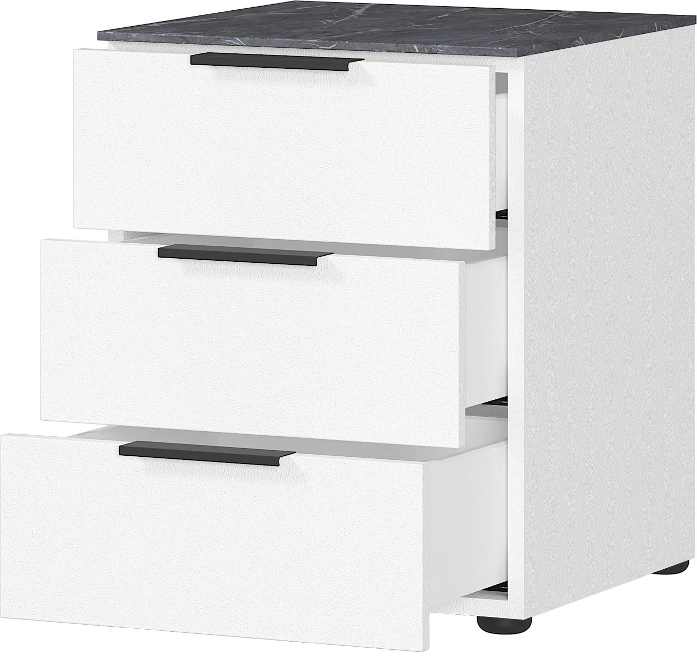 Nachtkastje Karsten - Wit/marmer 6 Nachtkastje Karsten - Wit/marmer - Afbeelding 4