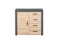 Commode Corva 94cm 1 Deur & 4 Lades - Eiken Decor -Songmics Winkel 17203000 02 32c8