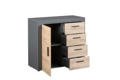 Commode Corva 94cm 1 Deur & 4 Lades - Eiken Decor -Songmics Winkel 17203000 04 5393