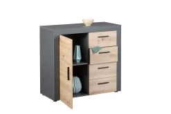 Commode Corva 94cm 1 Deur & 4 Lades - Eiken Decor -Songmics Winkel 17203000 06 ead0
