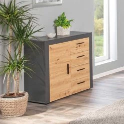 Commode Corva 94cm 1 Deur & 4 Lades - Eiken Decor