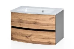 Wastafelmeubel Kornel 80cm Witte Wastafel - Grafietgrijs/eik -Songmics Winkel 198.1.3183 1 7e0c