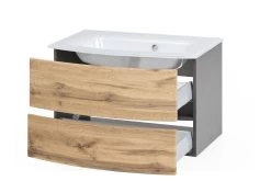 Wastafelmeubel Kornel 80cm Witte Wastafel - Grafietgrijs/eik -Songmics Winkel 198.1.3183 2b 5b54