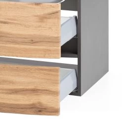 Wastafelmeubel Kornel 80cm Witte Wastafel - Grafietgrijs/eik -Songmics Winkel 198.1.3183 8 732d