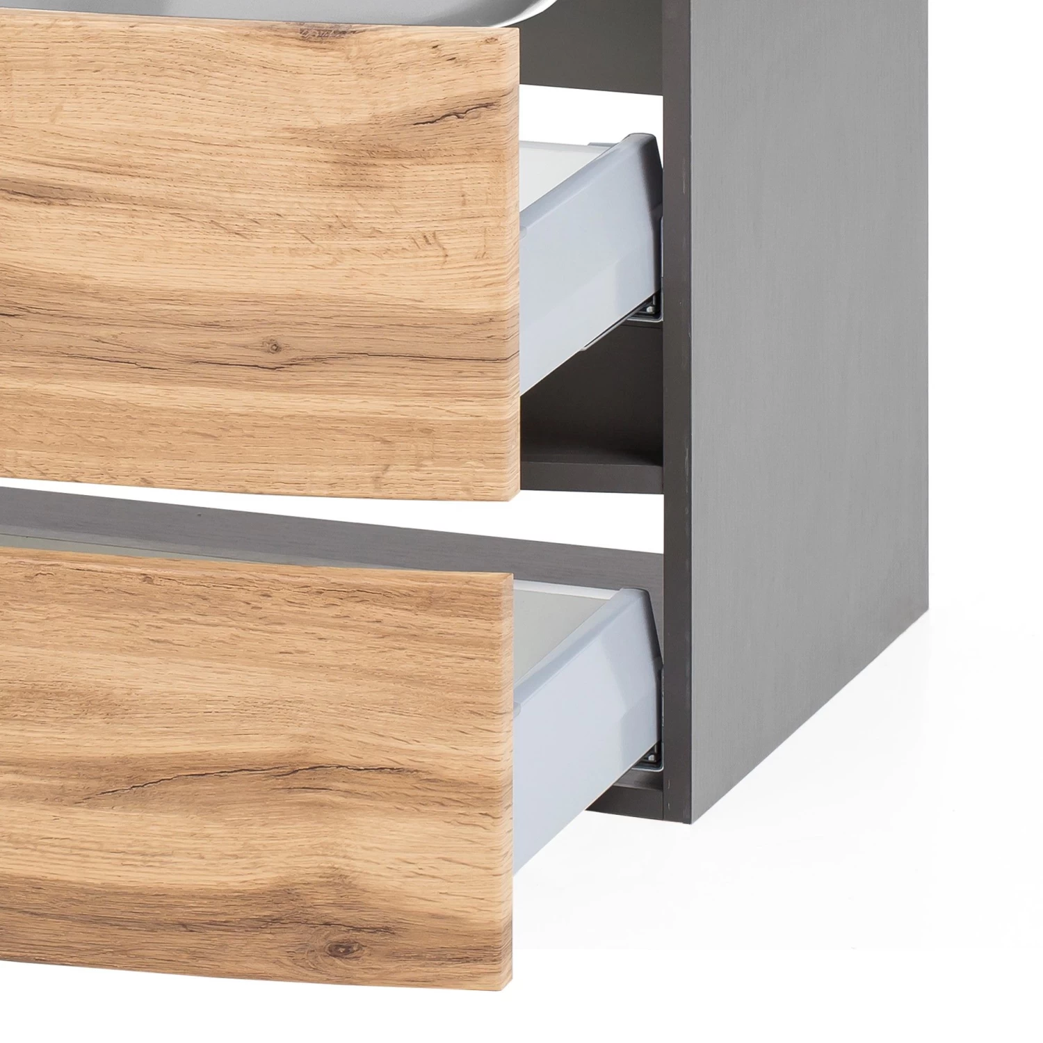 Badkamercombinatie Kornel 11 5-delig Met Witte Wastafel - Grafietgrijs/eik 15 Badkamercombinatie Kornel 11 5-delig Met Witte Wastafel - Grafietgrijs/eik - Afbeelding 13