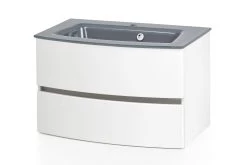 Wastafelmeubel Kornel 80cm Grijze Wastafel - Wit -Songmics Winkel 198.2.3164 1 1260