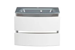 Wastafelmeubel Kornel 80cm Grijze Wastafel - Wit -Songmics Winkel 198.2.3164 2a a224