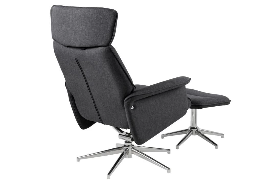 Relaxfauteuil Alura Met Voetenbankje - Grijs 5 Relaxfauteuil Alura Met Voetenbankje - Grijs - Afbeelding 3