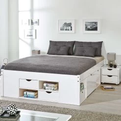 Bed Xavier 140x200cm Met Opbergruimte - White Wash