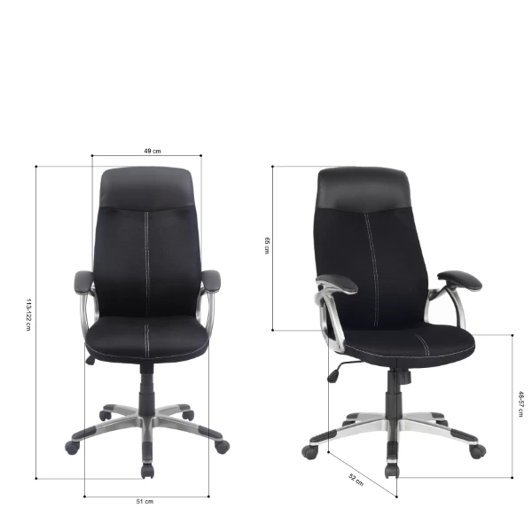 Bureaustoel Tiana-matzwarte Stof 4 Bureaustoel Tiana-matzwarte Stof - Afbeelding 2