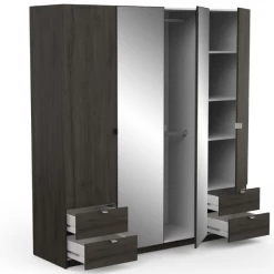 Kleerkast Melinda 4 Draaideuren, 4 Lades, 6 Legplanken En 2 Kledingroedes-Waterford Eik -Songmics Winkel 20900240 2023 05 08T094720.034 680d