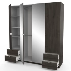 Kleerkast Melinda 4 Draaideuren, 4 Lades, 6 Legplanken En 2 Kledingroedes-Waterford Eik -Songmics Winkel 20900240 2023 05 08T094755.201 530f