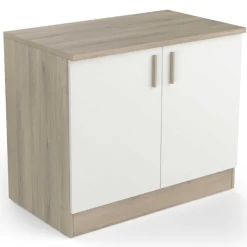 Gootsteenonderkast Romanie 100 Cm-2 Draaideuren En 1 Legplank-Kronberg Eik/mat Wit -Songmics Winkel 20900240 2023 05 08T115431.272 7d64