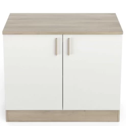 Gootsteenonderkast Romanie 100 Cm-2 Draaideuren En 1 Legplank-Kronberg Eik/mat Wit -Songmics Winkel 20900240 2023 05 08T115459.275 2e1e