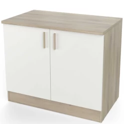 Gootsteenonderkast Romanie 100 Cm-2 Draaideuren En 1 Legplank-Kronberg Eik/mat Wit -Songmics Winkel 20900240 2023 05 08T115526.485 2507