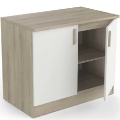 Gootsteenonderkast Romanie 100 Cm-2 Draaideuren En 1 Legplank-Kronberg Eik/mat Wit -Songmics Winkel 20900240 2023 05 08T115557.008 8d3e