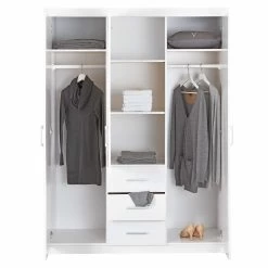 Kledingkast Geraldo 140cm Met 3 Deuren & Spiegel - Wit -Songmics Winkel 20900930 02 1b1f