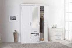 Kledingkast Geraldo 140cm Met 3 Deuren & Spiegel - Wit -Songmics Winkel 20900930 10 c9ac