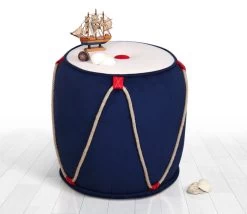 Fluffe Poef | 50% Katoen/50% Fluweel | 6 Cm Spons | Blauw Wit -Songmics Winkel 209FLF1286 20 202 f629