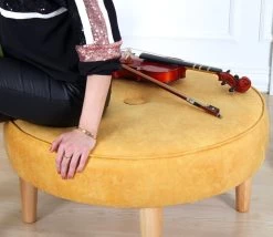 Fluffe Poef: 50 Otton/50% Fluweel | Geel -Songmics Winkel 209FLF1303 20 203 c96d