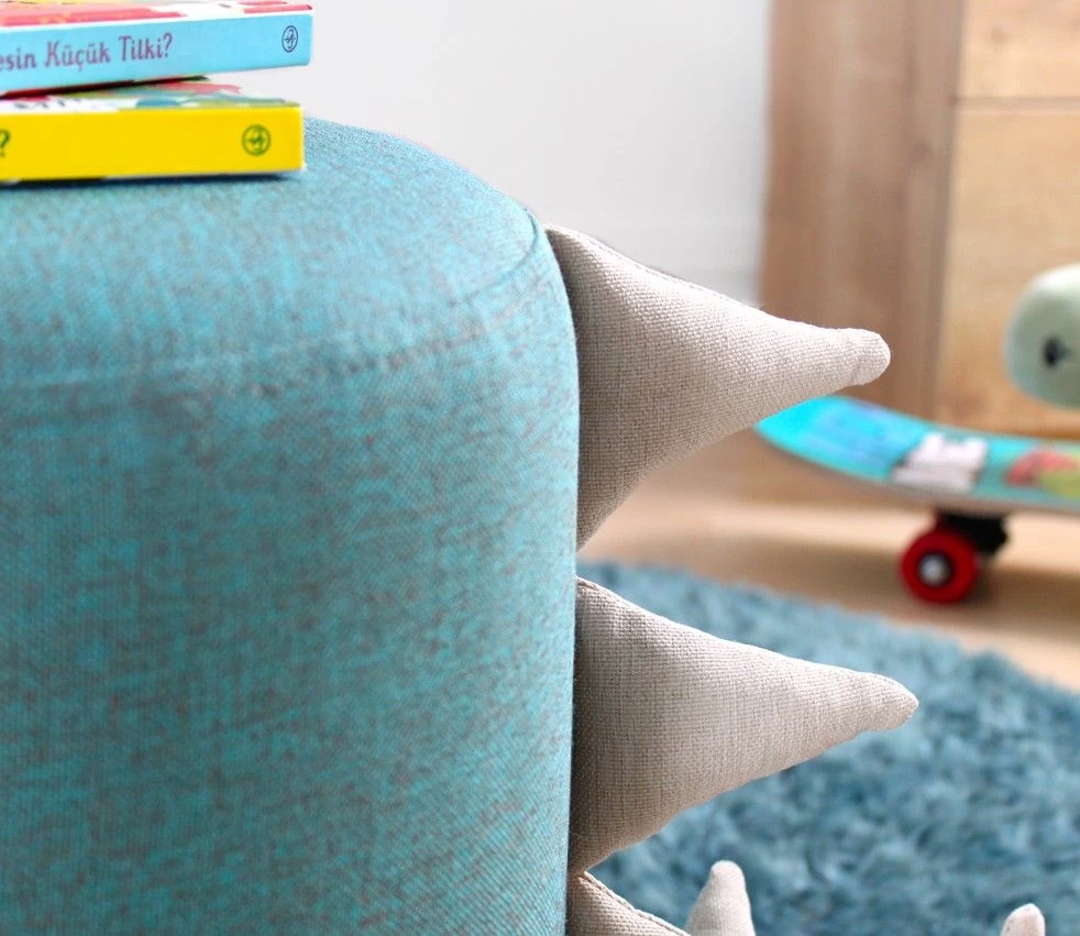 Fluffe Poef | 50% Katoen/50% Fluweel | Poten Met PVC-coating | Blauw 4 Fluffe Poef | 50% Katoen/50% Fluweel | Poten Met PVC-coating | Blauw - Afbeelding 2