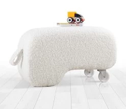 Bontfluwelen Poef | 35cm Orthospons | Wit