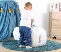 Bontfluwelen Poef | 35cm Orthospons | Wit -Songmics Winkel 209FLF1331 20 203 dc9b