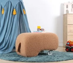 Fluffe Poef Van Imitatiebont Bruin | PVC Wielen | Orthopedische Spons -Songmics Winkel 209FLF1332 20 202 8c2f