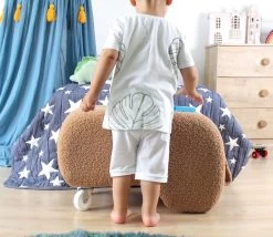 Fluffe Poef Van Imitatiebont Bruin | PVC Wielen | Orthopedische Spons -Songmics Winkel 209FLF1332 20 203 596d