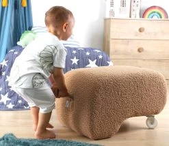 Fluffe Poef Van Imitatiebont Bruin | PVC Wielen | Orthopedische Spons -Songmics Winkel 209FLF1332 20 204 521d